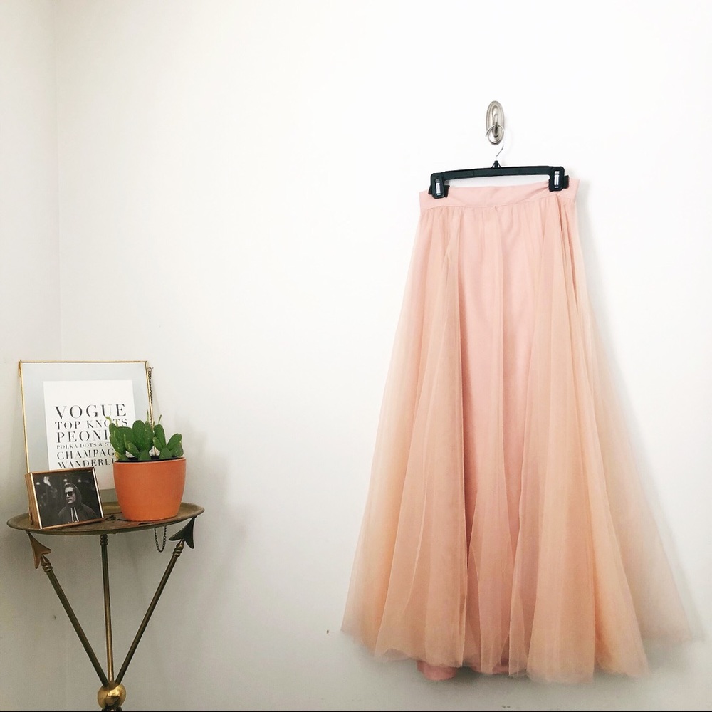 Blush Tulle High Waist Maxi Skirt